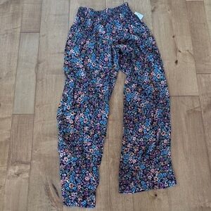 Girls Floral Wide-Leg Pants - Black Multi